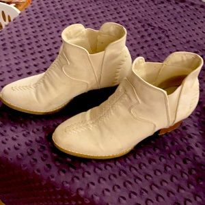 Women’s cream suede, slip-on booties